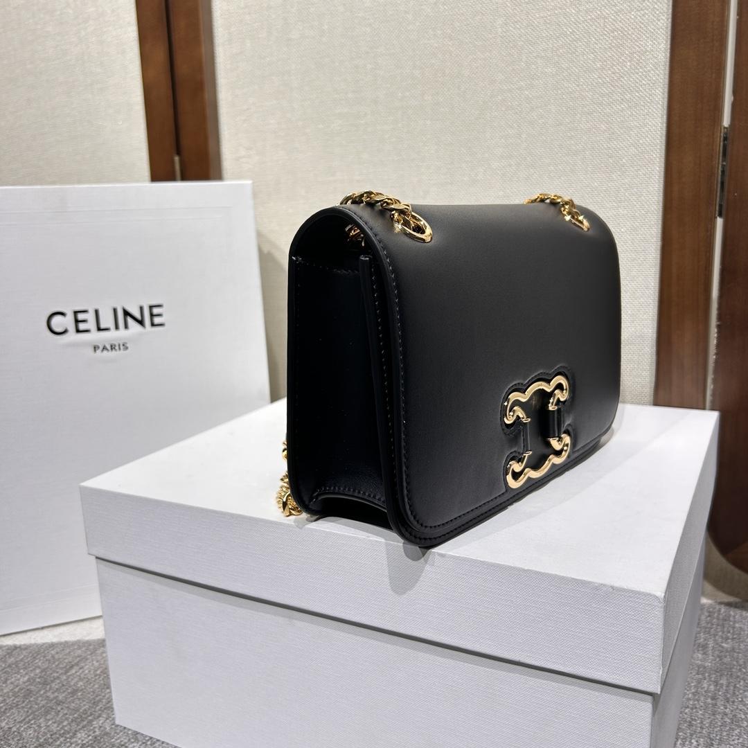 Celine Medium Bag Triomphe Frame In Shiny Calfskin - FashionPlug