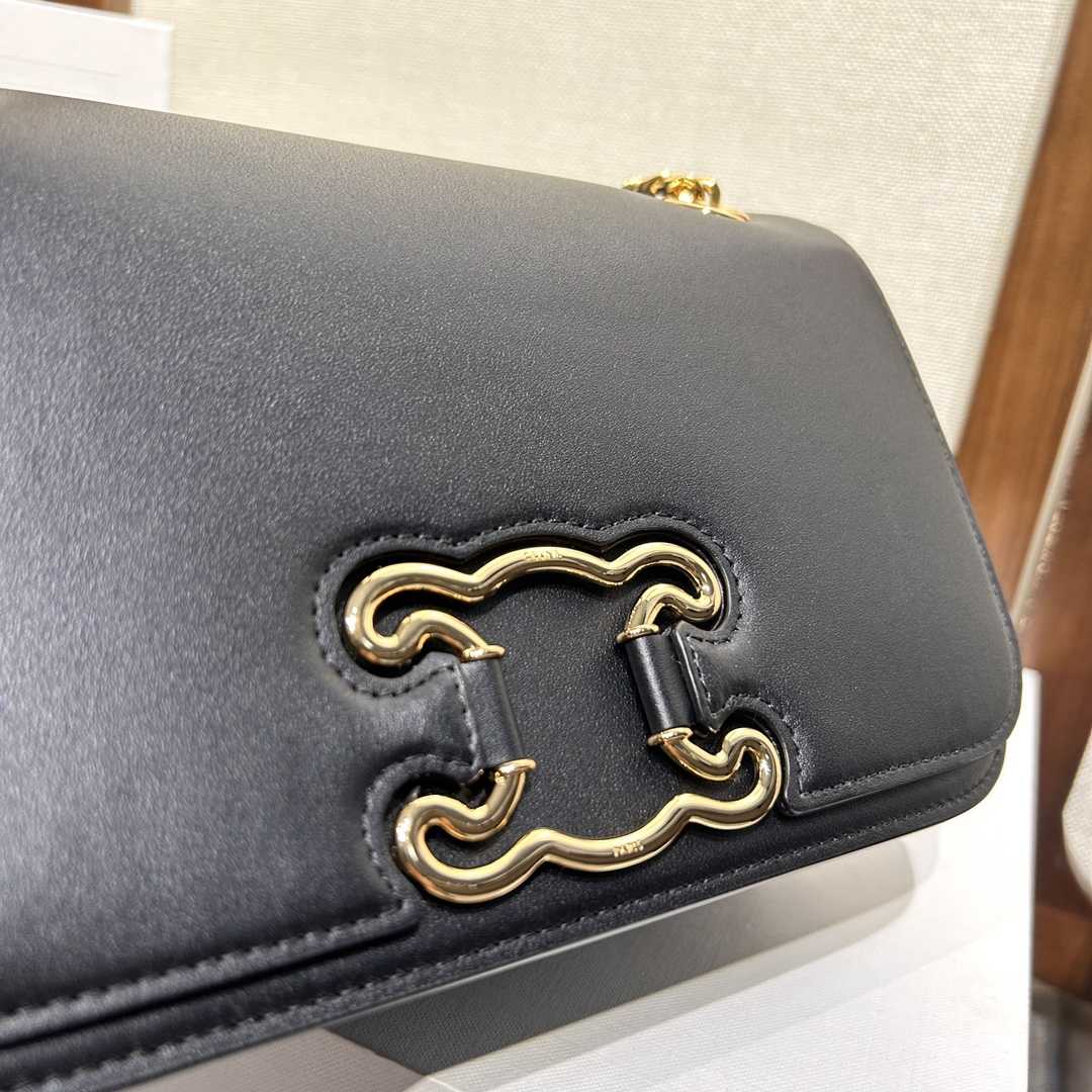 Celine Medium Bag Triomphe Frame In Shiny Calfskin - FashionPlug