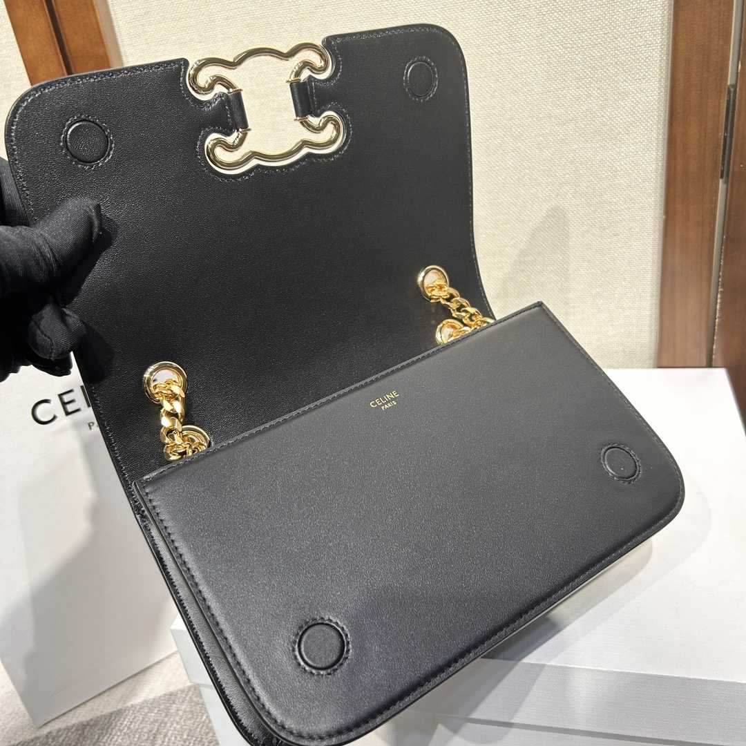 Celine Medium Bag Triomphe Frame In Shiny Calfskin - FashionPlug