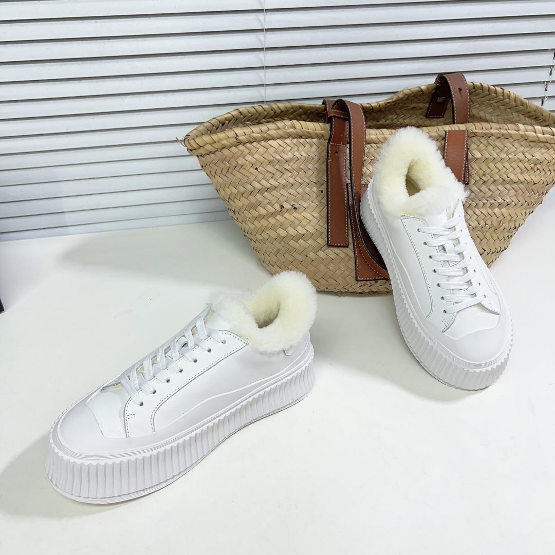 JIl Sander Leather Sneakers With Vulcanized Rubber Sole - FashionPlug