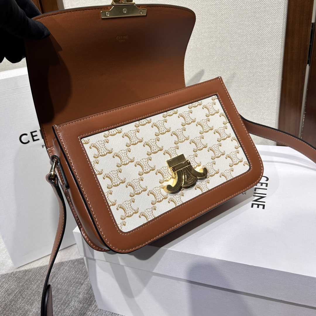 Celine Classique Triomphe Bag In Triomphe Canvas And Calfskin - FashionPlug