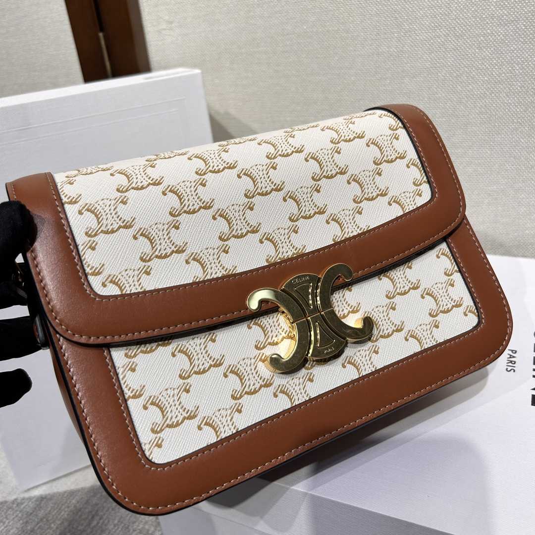 Celine Classique Triomphe Bag In Triomphe Canvas And Calfskin - FashionPlug