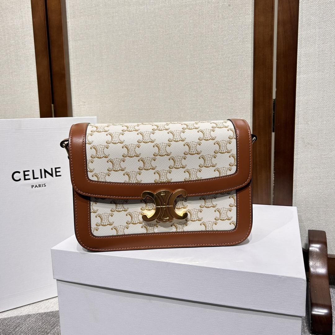 Celine Classique Triomphe Bag In Triomphe Canvas And Calfskin - FashionPlug