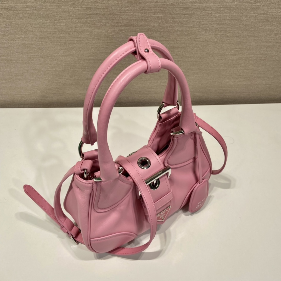 Prada Moon Re-Nylon And Leather Bag(22.5-16-7.5cm) - FashionPlug