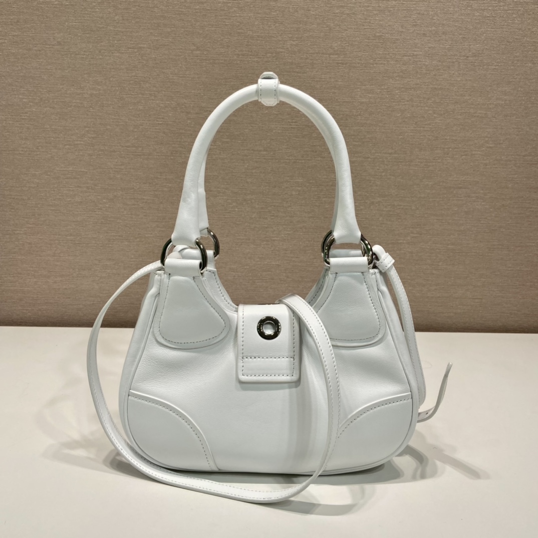 Prada Moon Re-Nylon And Leather Bag(22.5-16-7.5cm) - FashionPlug
