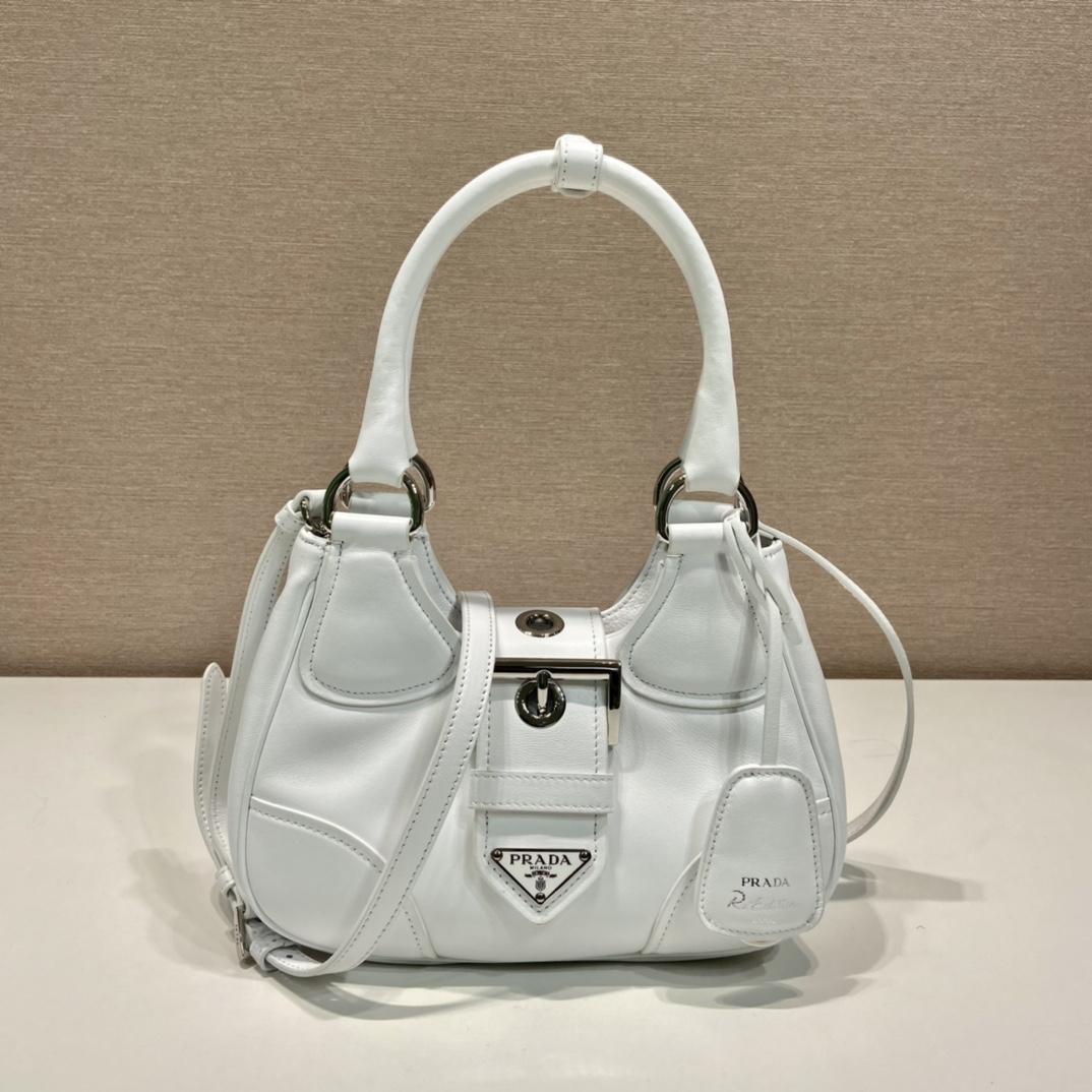 Prada Moon Re-Nylon And Leather Bag(22.5-16-7.5cm) - FashionPlug