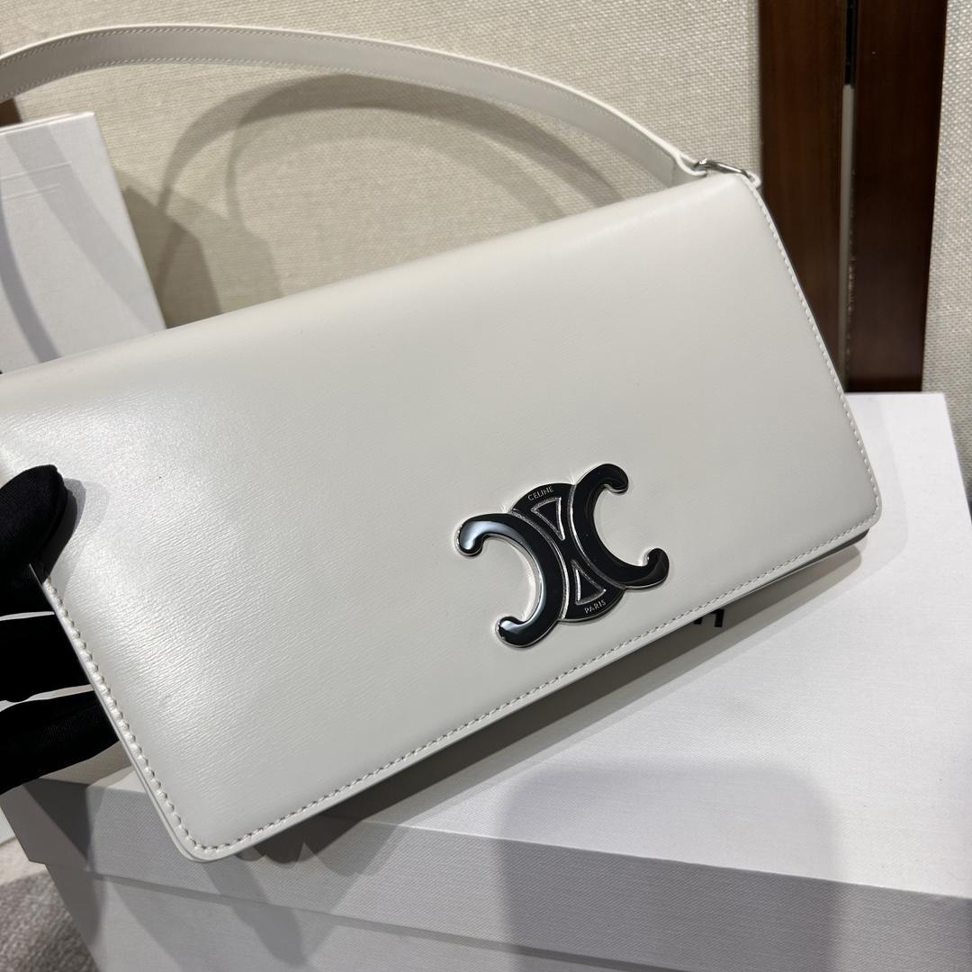 Celine Trapeze Triomphe Bag In Shiny Calfskin - FashionPlug