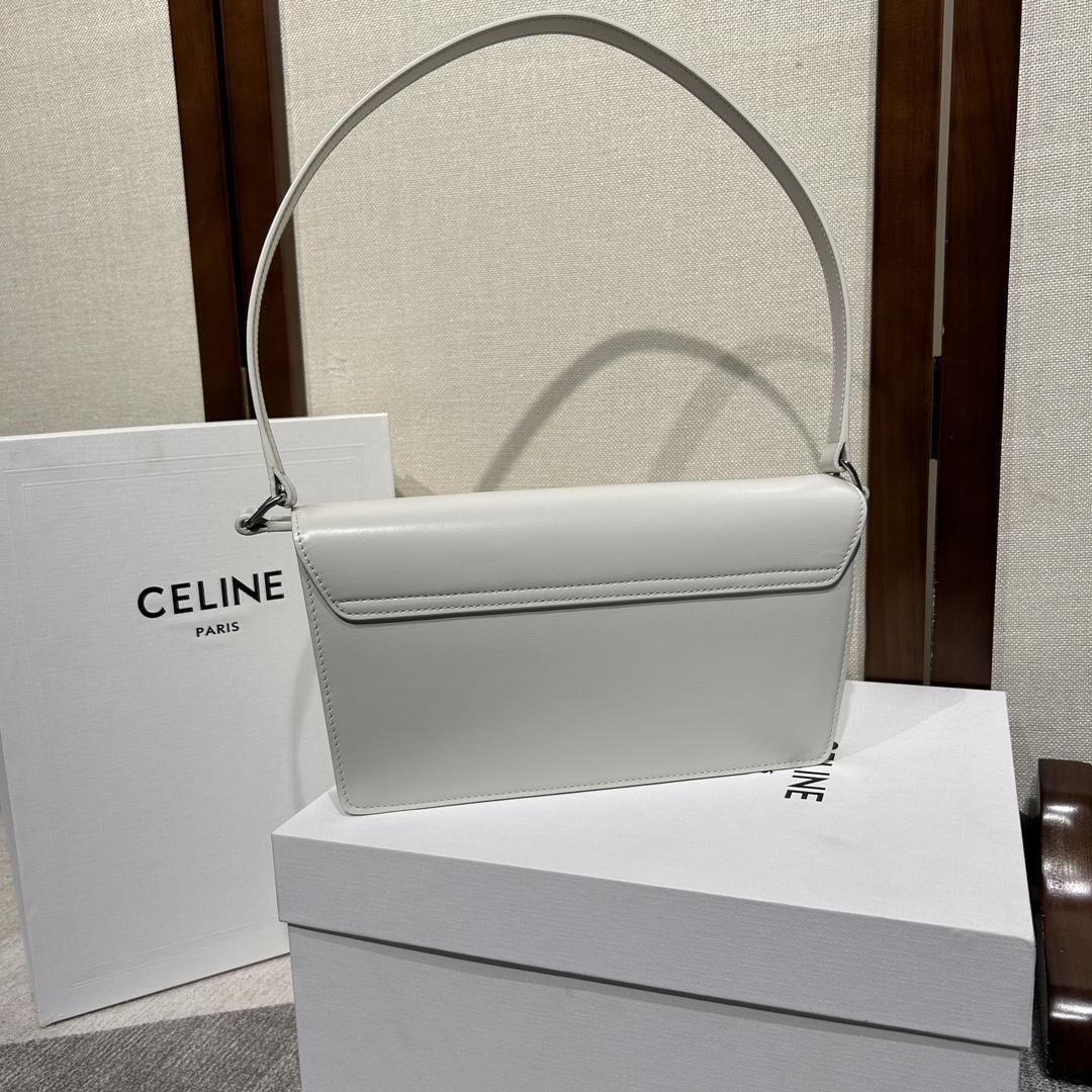 Celine Trapeze Triomphe Bag In Shiny Calfskin - FashionPlug