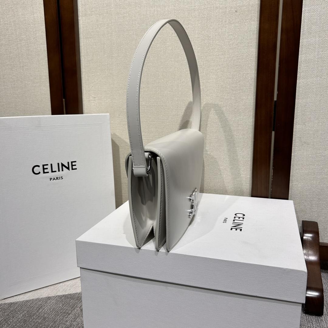 Celine Trapeze Triomphe Bag In Shiny Calfskin - FashionPlug