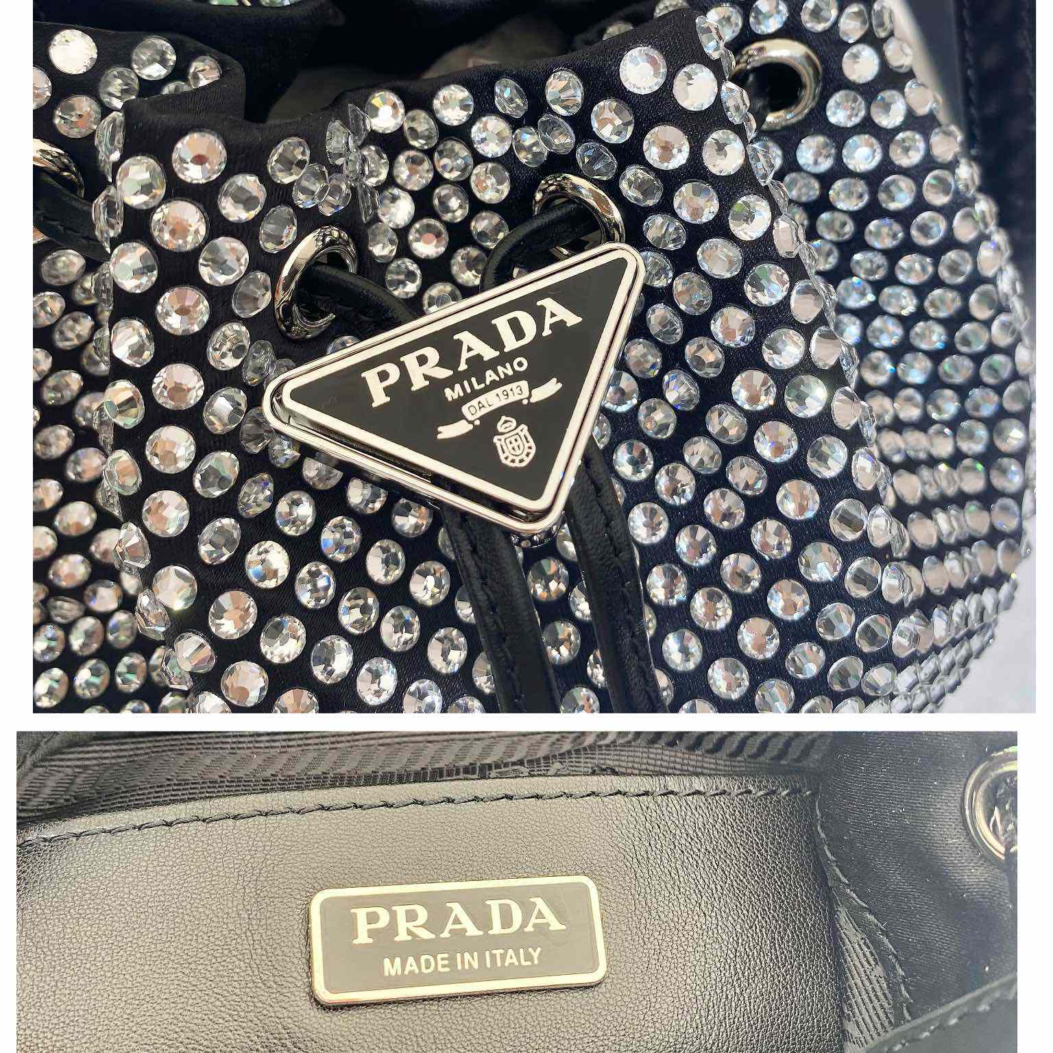 Prada Satin Mini-Bag With Crystals(16-21-10cm) - FashionPlug