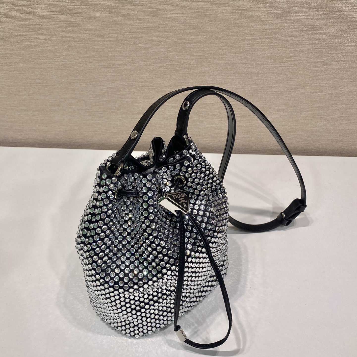 Prada Satin Mini-Bag With Crystals(16-21-10cm) - FashionPlug