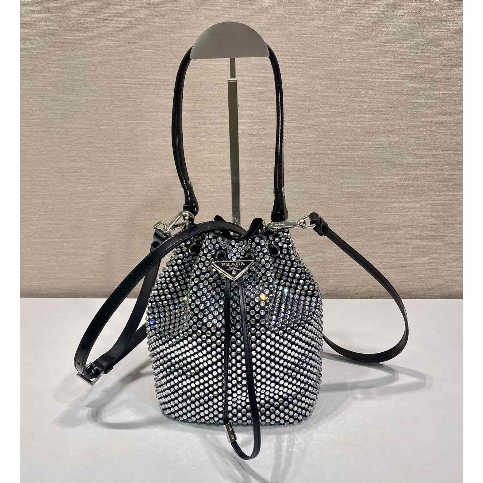 Prada Satin Mini-Bag With Crystals(16-21-10cm) - FashionPlug