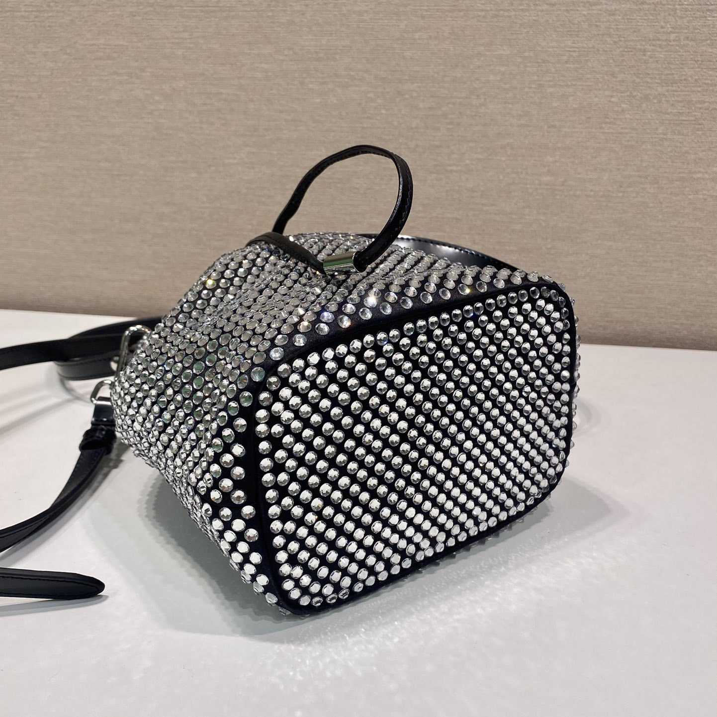 Prada Satin Mini-Bag With Crystals(16-21-10cm) - FashionPlug