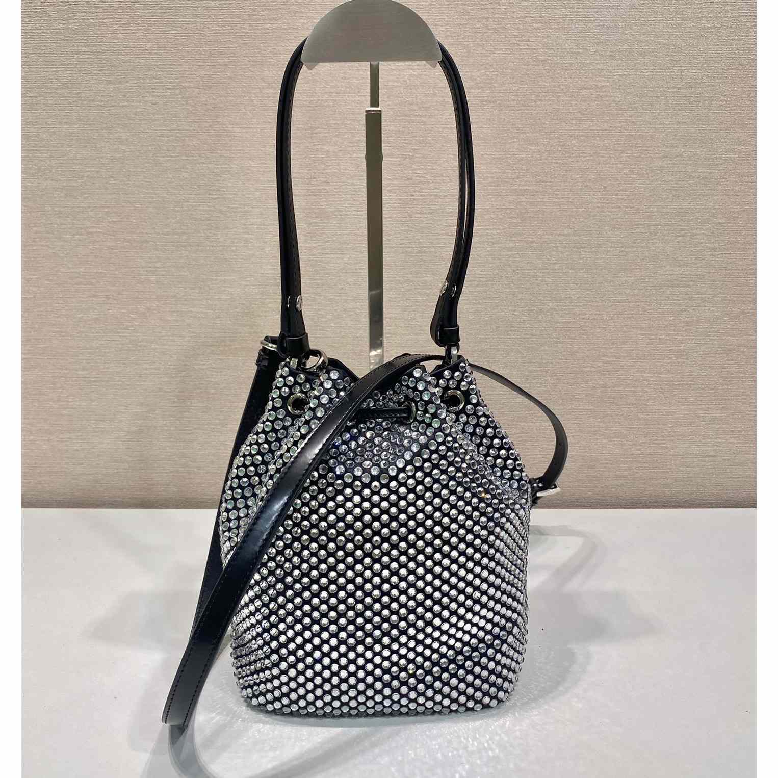 Prada Satin Mini-Bag With Crystals(16-21-10cm) - FashionPlug