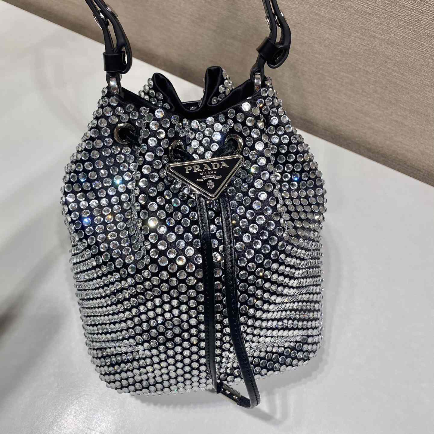 Prada Satin Mini-Bag With Crystals(16-21-10cm) - FashionPlug