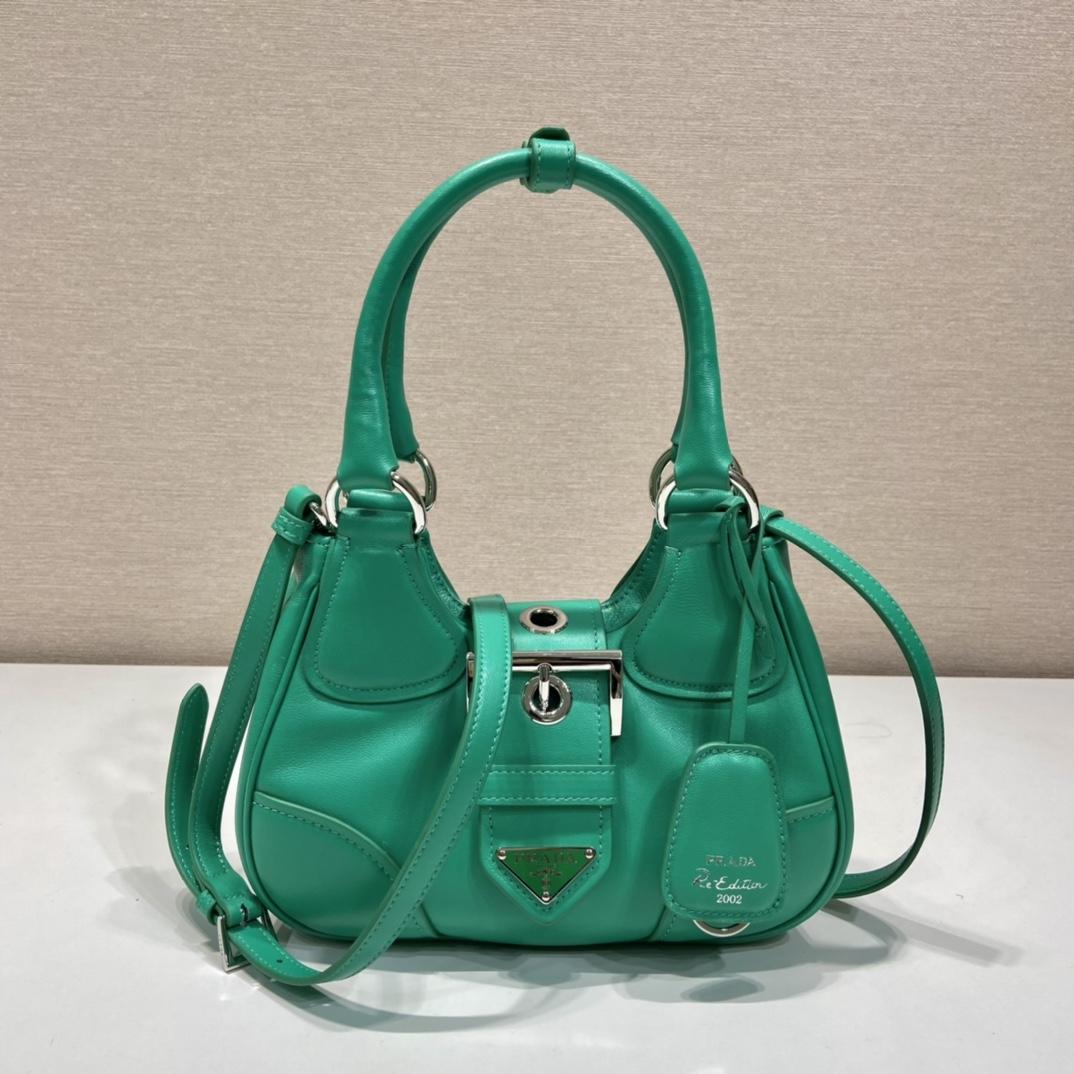 Prada Moon Re-Nylon And Leather Bag(22.5-16-7.5cm) - FashionPlug