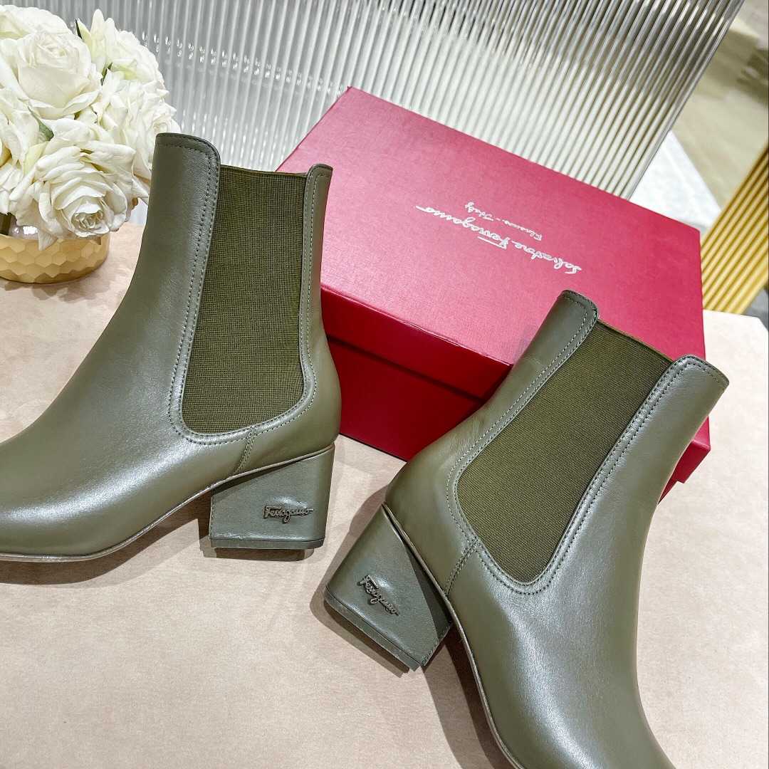 Ferragamo Leather Ankle Boot - FashionPlug