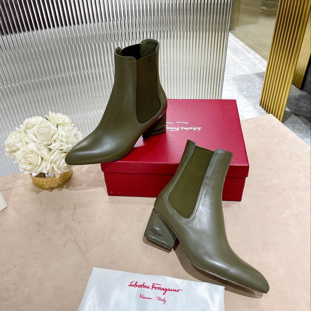 Ferragamo Leather Ankle Boot - FashionPlug