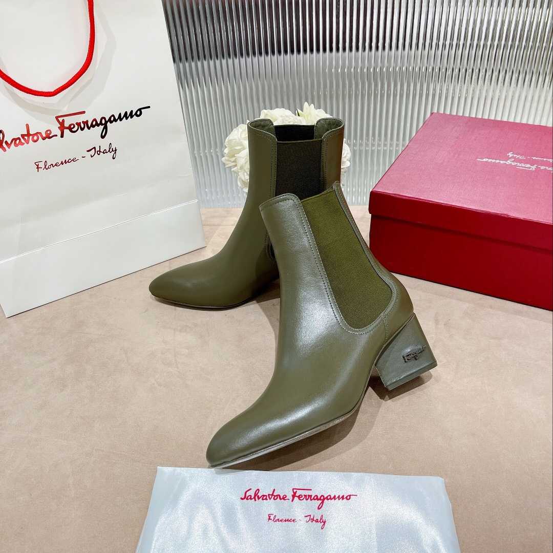 Ferragamo Leather Ankle Boot - FashionPlug