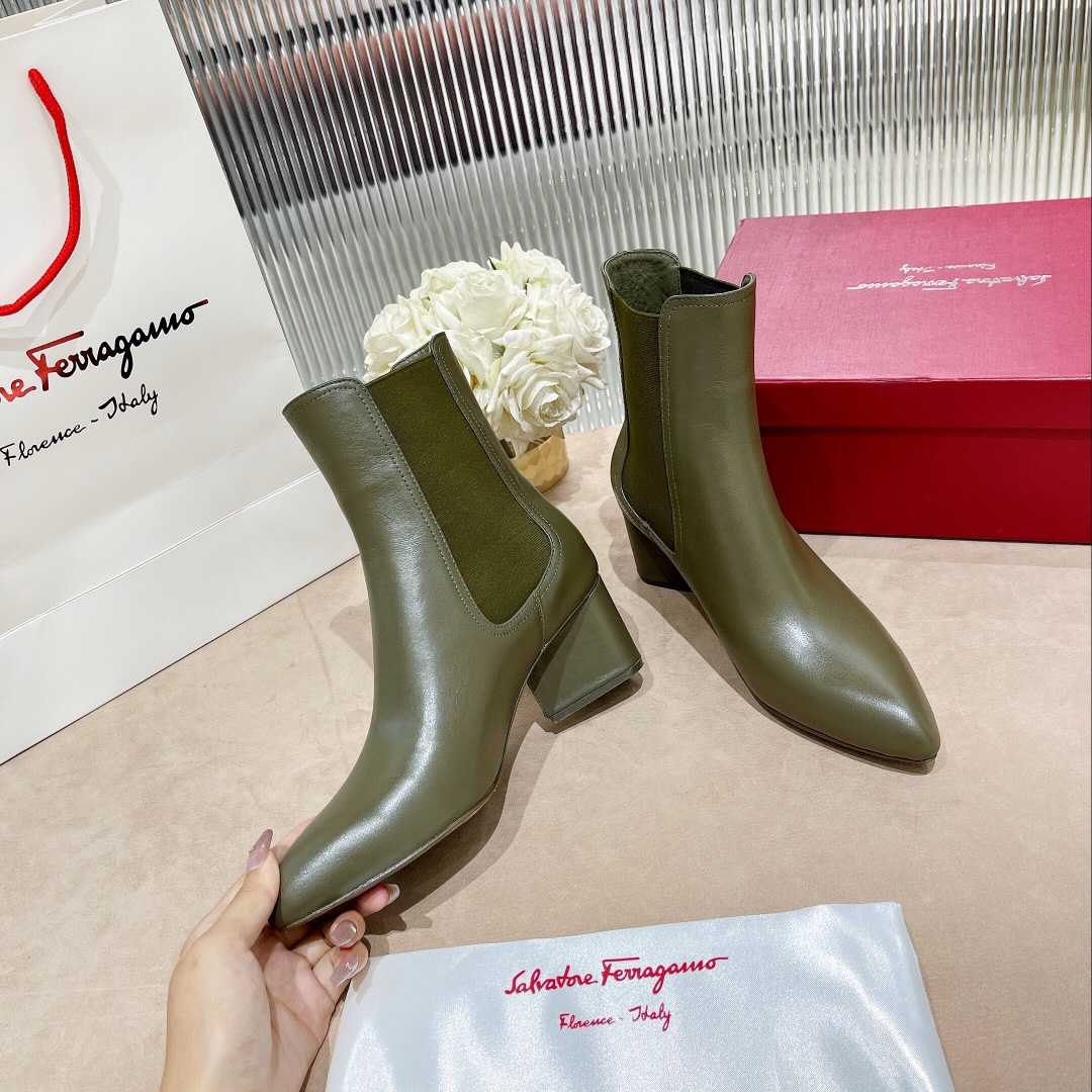 Ferragamo Leather Ankle Boot - FashionPlug