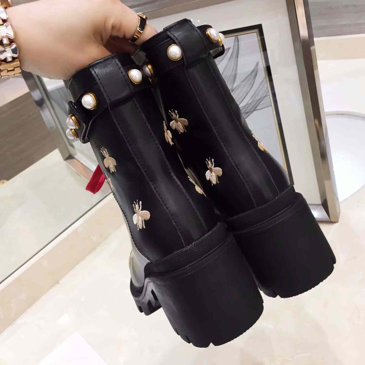 Gucci Leather Ankle Boot - FashionPlug