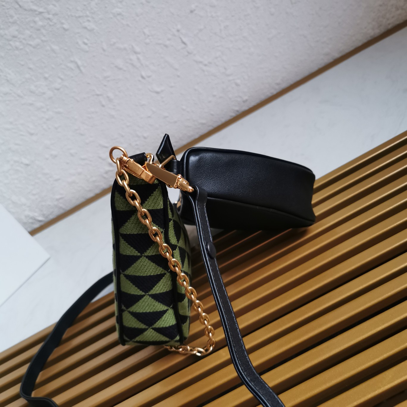 Prada Symbole Leather And Fabric Mini Bag(26-16-13cm) - FashionPlug