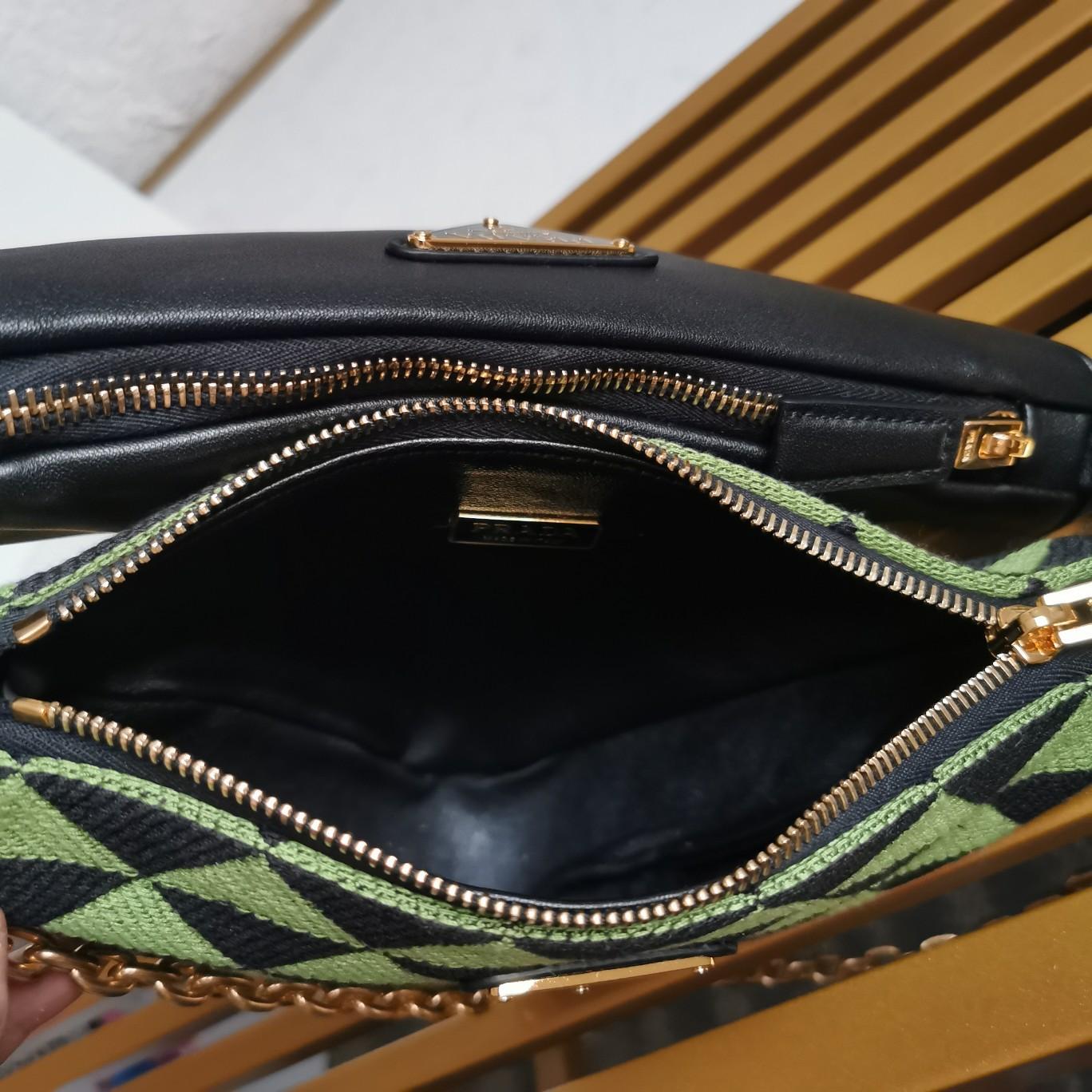 Prada Symbole Leather And Fabric Mini Bag(26-16-13cm) - FashionPlug