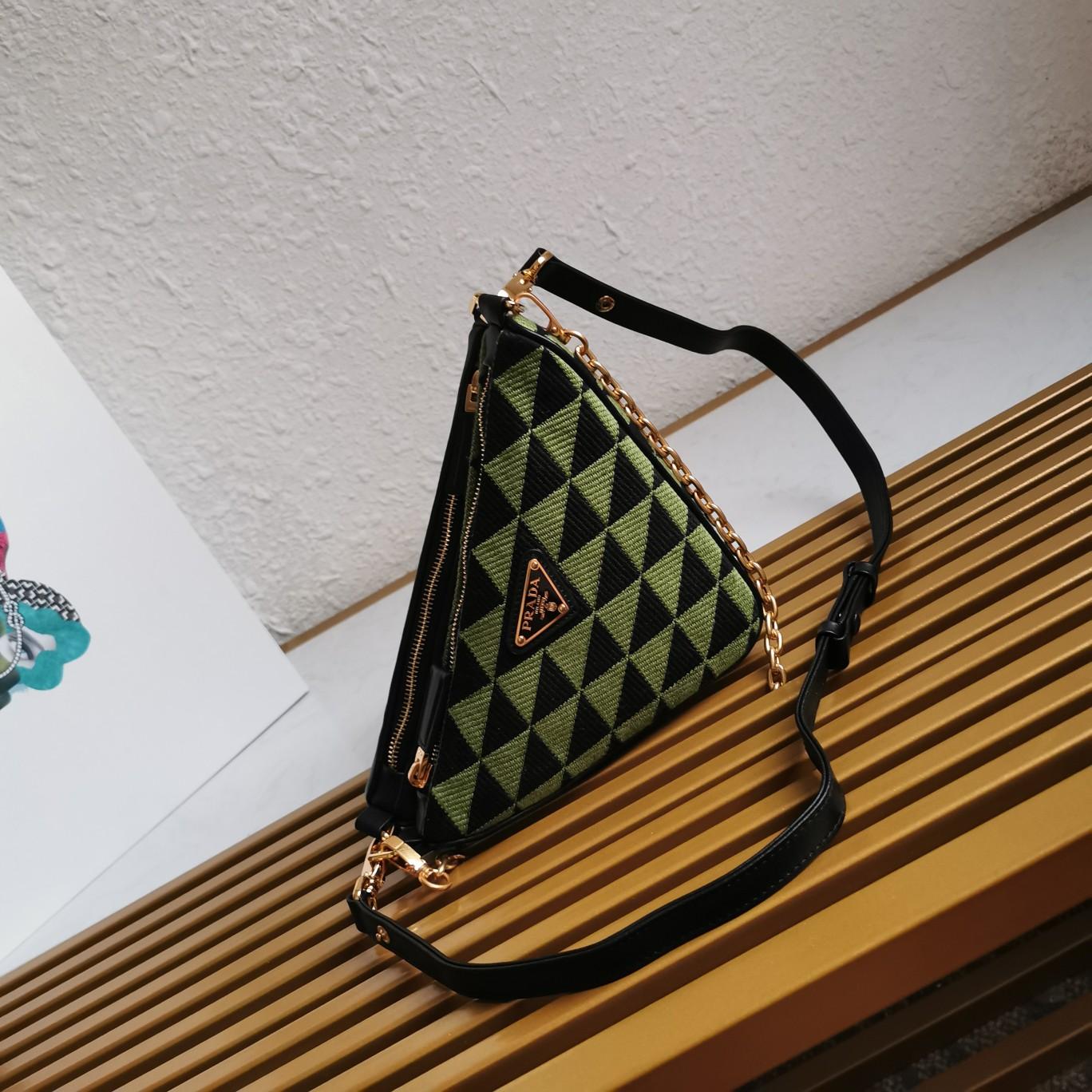 Prada Symbole Leather And Fabric Mini Bag(26-16-13cm) - FashionPlug