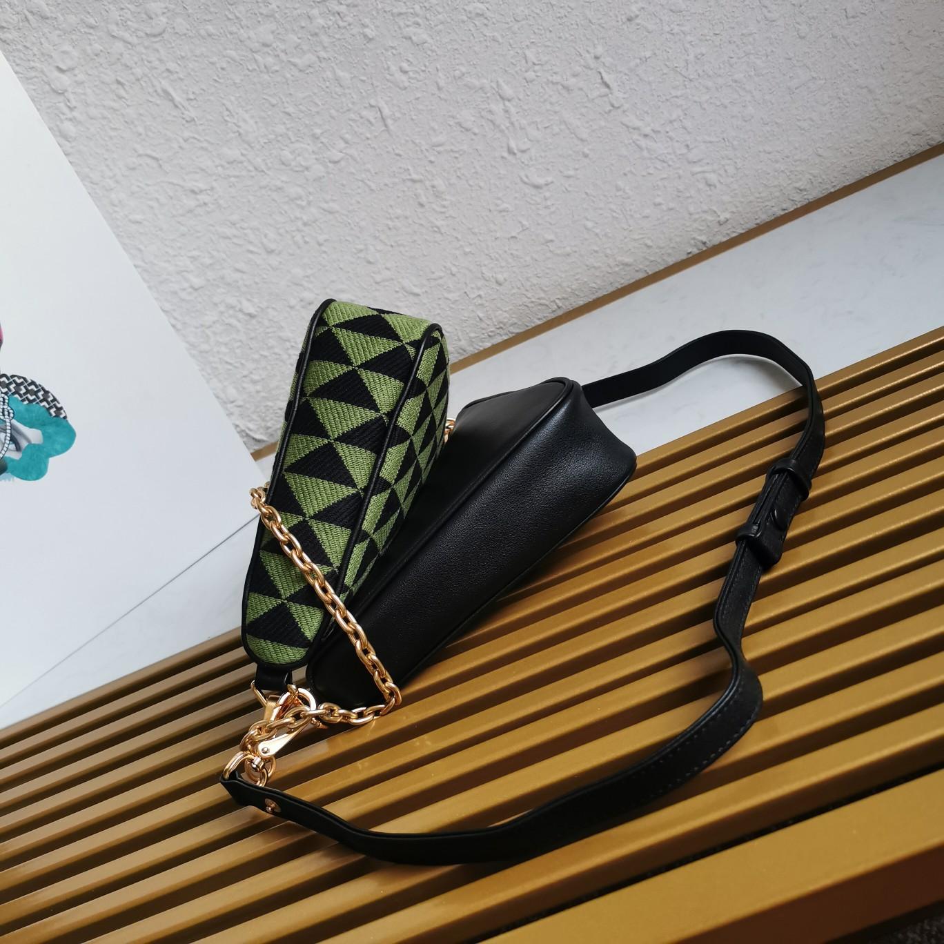 Prada Symbole Leather And Fabric Mini Bag(26-16-13cm) - FashionPlug