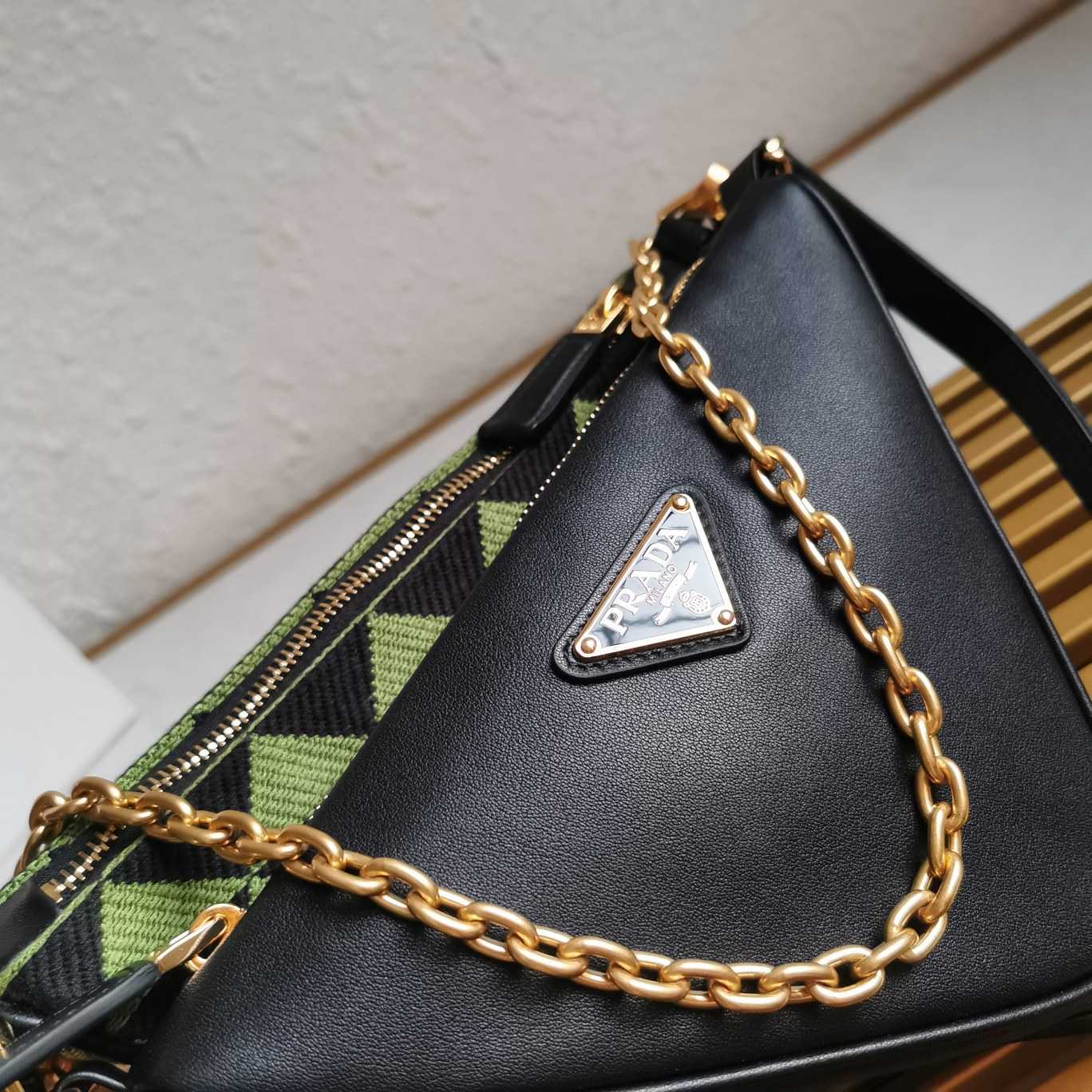 Prada Symbole Leather And Fabric Mini Bag(26-16-13cm) - FashionPlug