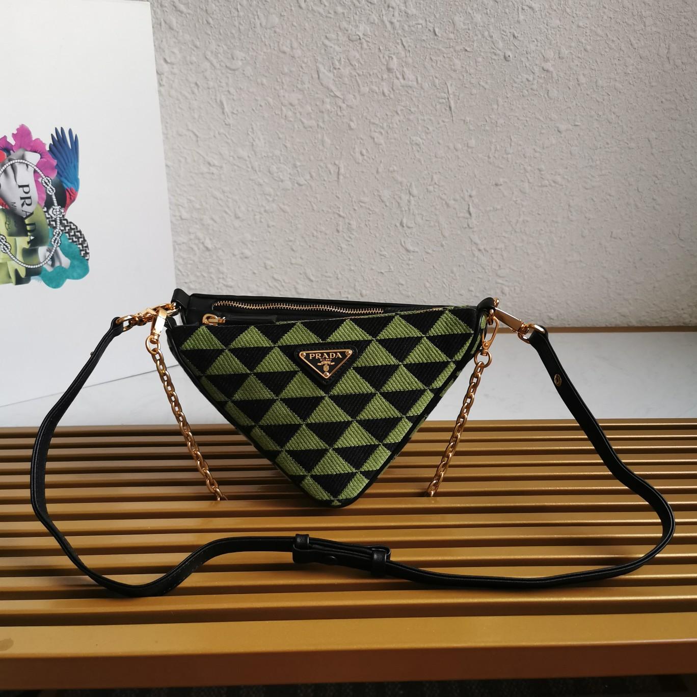 Prada Symbole Leather And Fabric Mini Bag(26-16-13cm) - FashionPlug