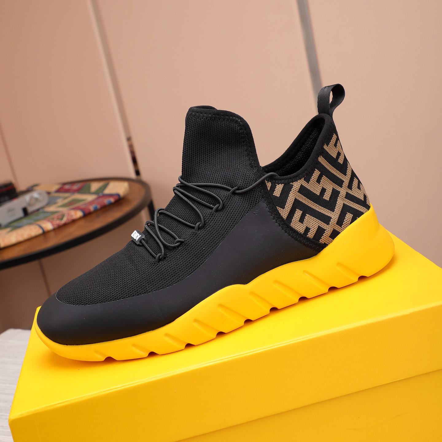 Fendi Black Tech Mesh High-Tops Sneakers - FashionPlug