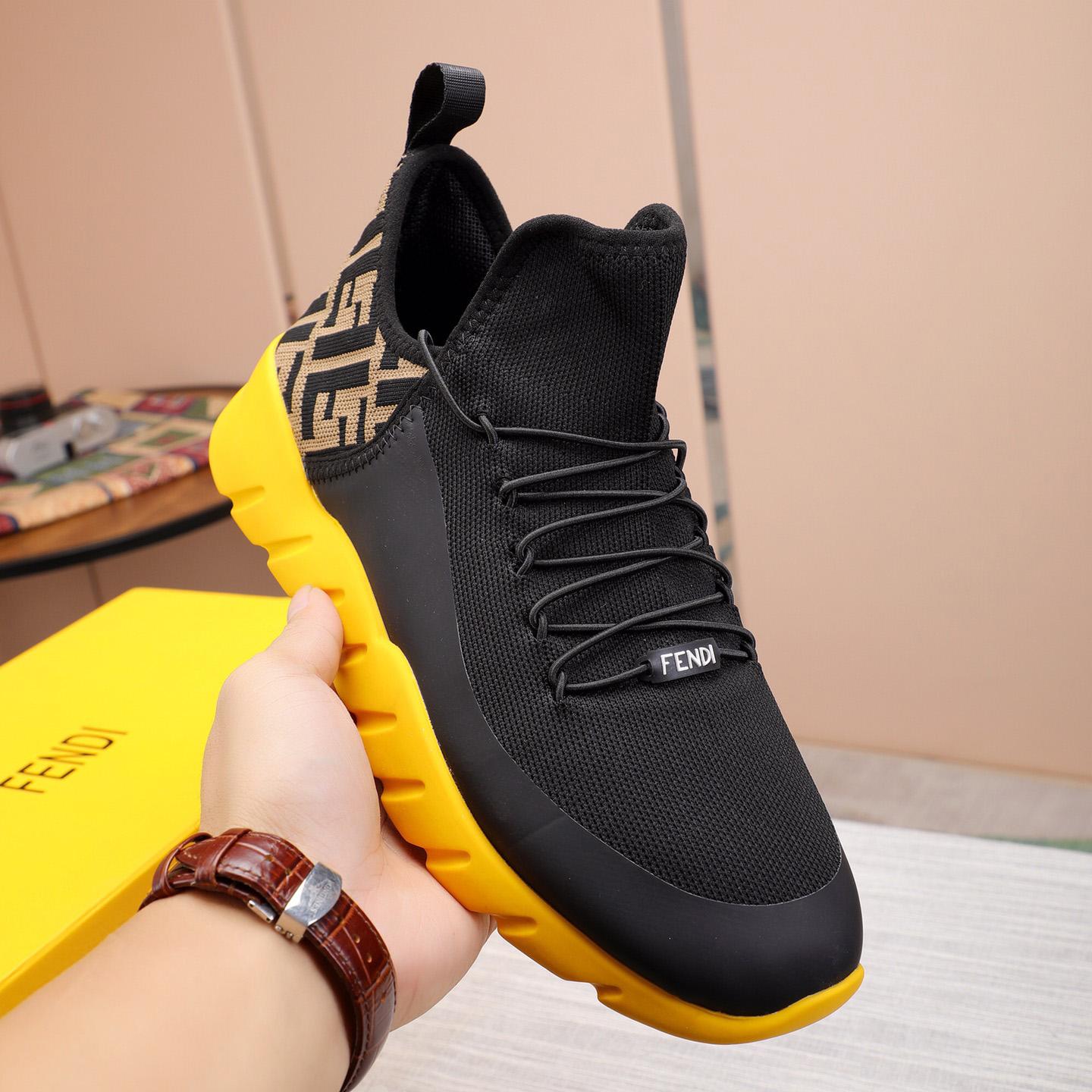 Fendi Black Tech Mesh High-Tops Sneakers - FashionPlug
