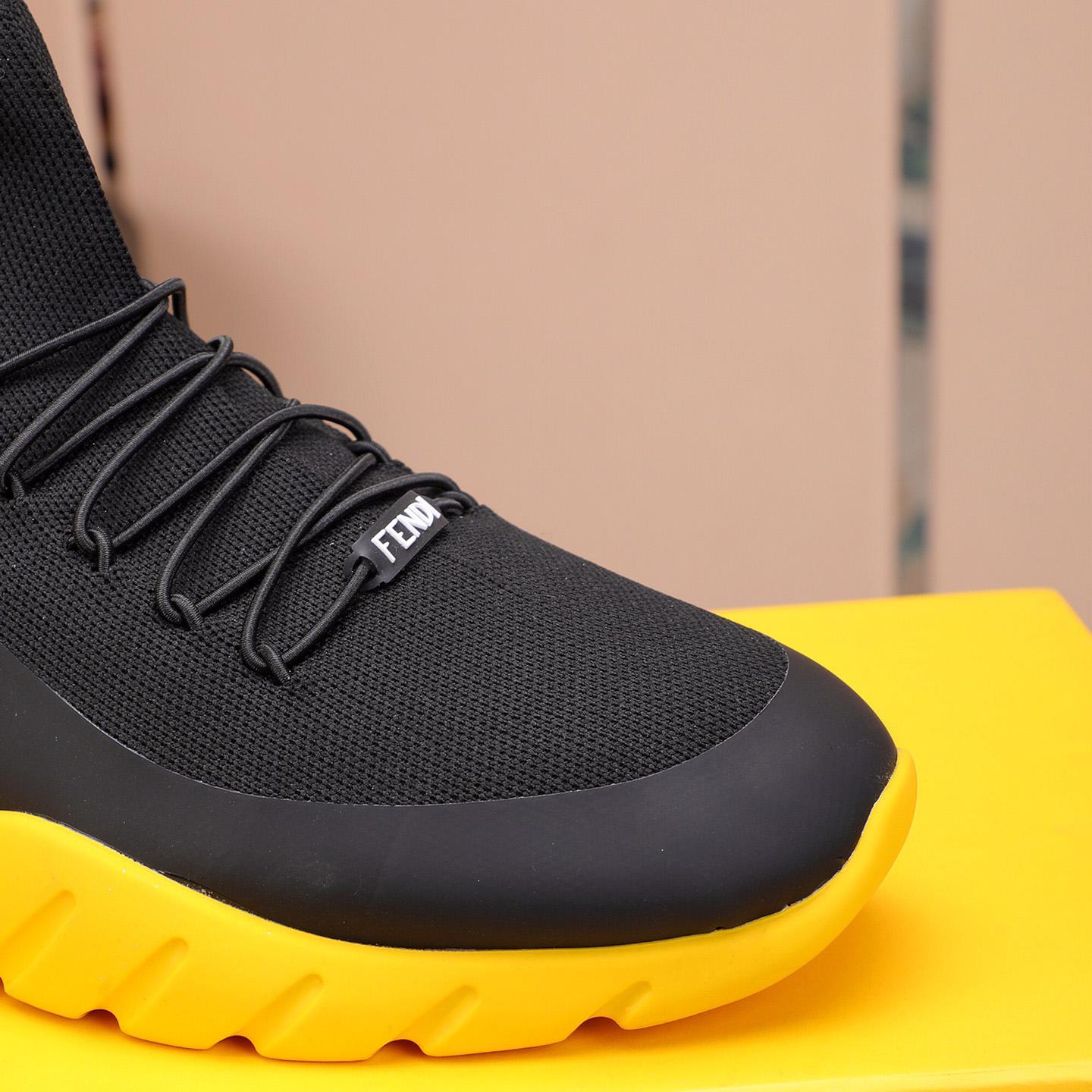 Fendi Black Tech Mesh High-Tops Sneakers - FashionPlug