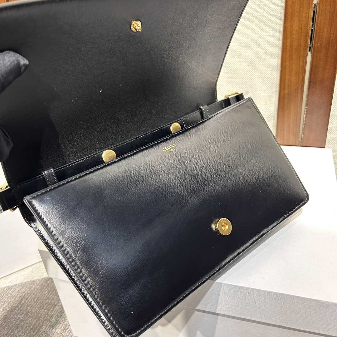 Celine Trapeze Triomphe Bag In Shiny Calfskin - FashionPlug