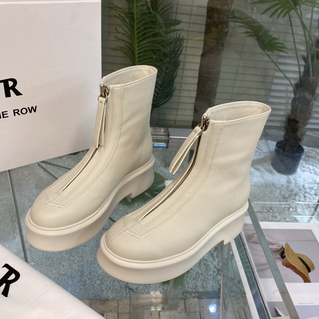The Row Zipped Boot 1 In Leather - FashionPlug