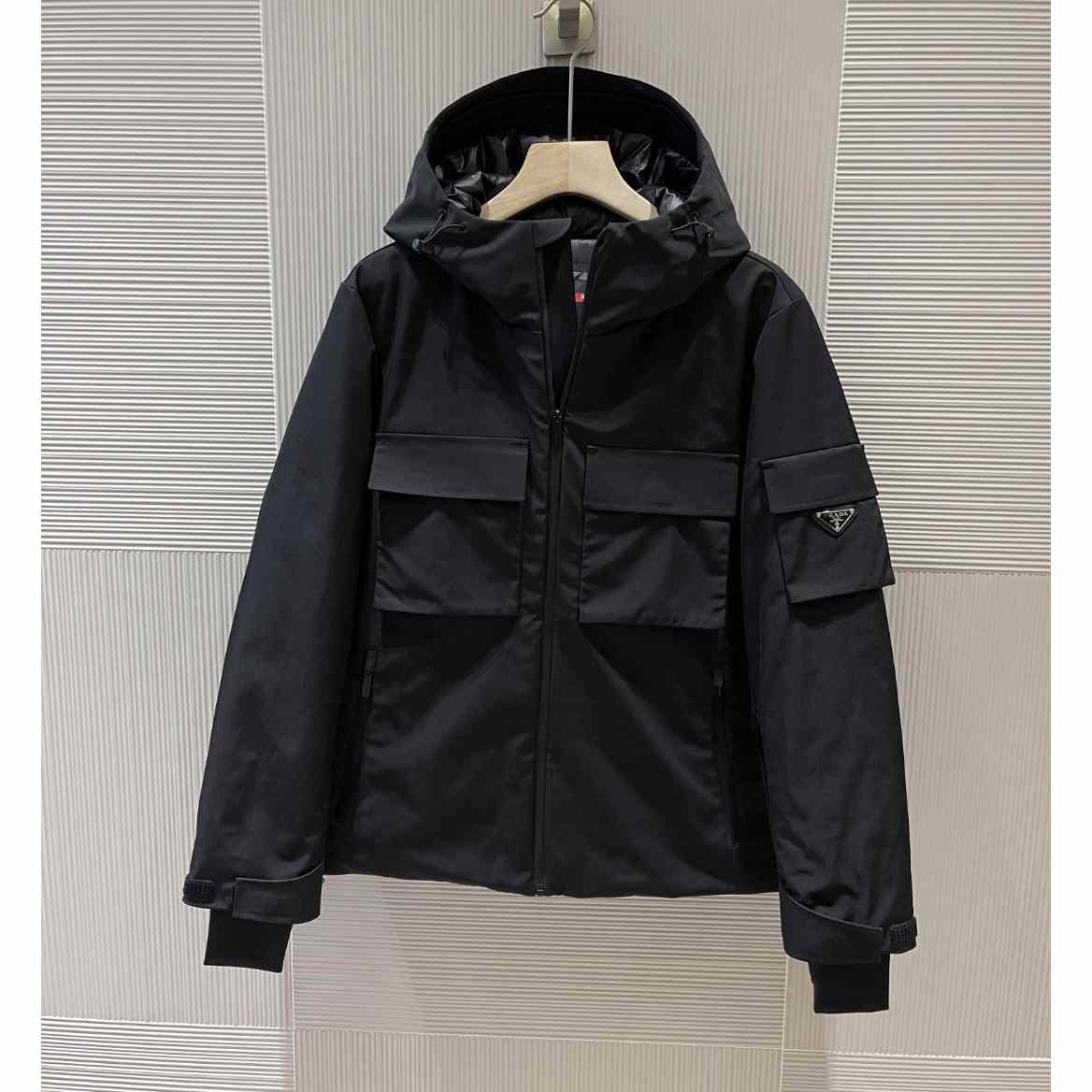Prada Logo Hooded Puffer Jacket - FashionPlug