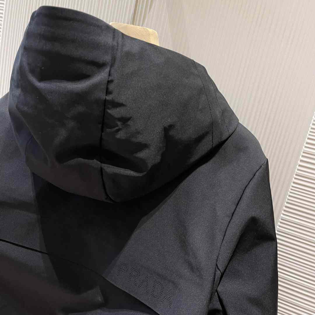 Prada Logo Hooded Puffer Jacket - FashionPlug
