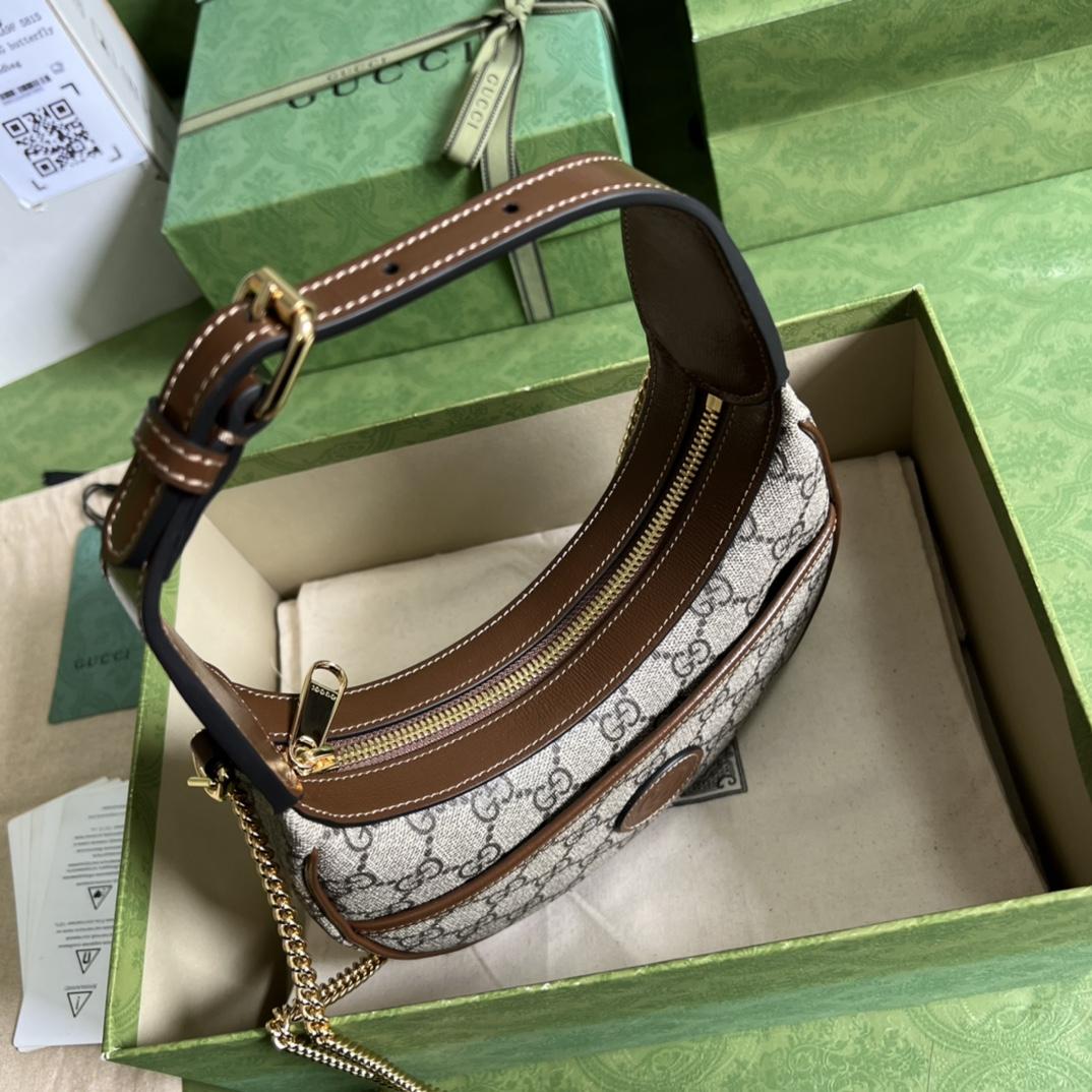 Gucci Half-Moon-Shaped Mini Bag With Interlocking G(22-12.5-5cm)   - FashionPlug