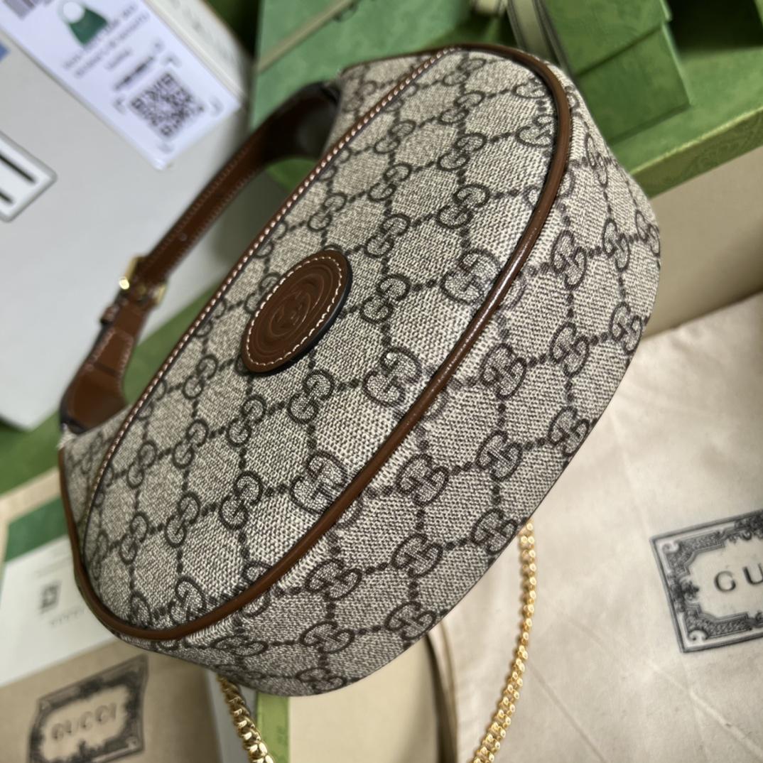 Gucci Half-Moon-Shaped Mini Bag With Interlocking G(22-12.5-5cm)   - FashionPlug