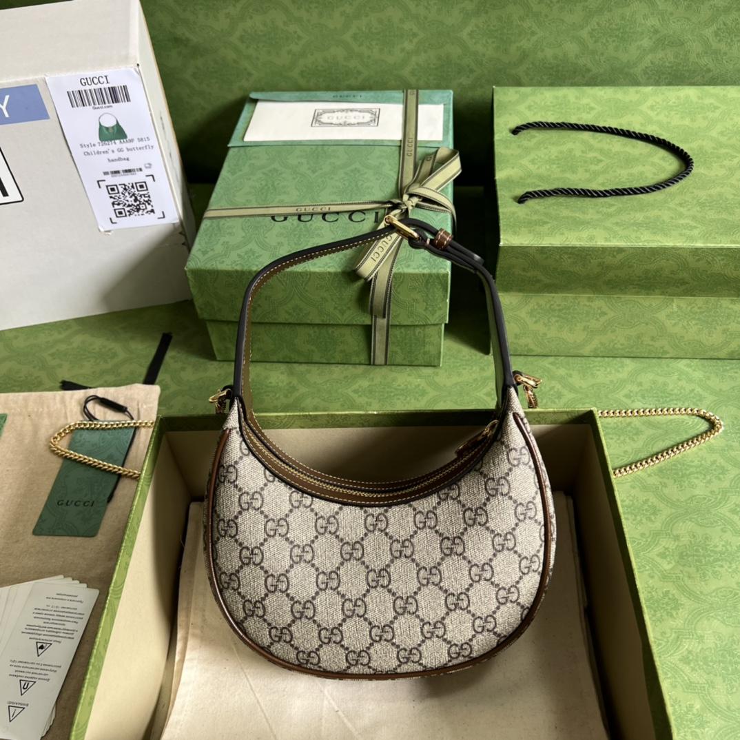 Gucci Half-Moon-Shaped Mini Bag With Interlocking G(22-12.5-5cm)   - FashionPlug