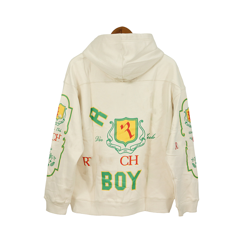 Rhude Wine Club Logo-Print Cotton-Jersey Hoodie - FashionPlug
