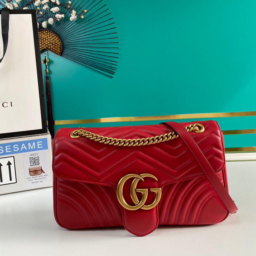 Gucci GG Marmont Medium Matelassé Shoulder Bag(31-19-7CM)     443496 - FashionPlug