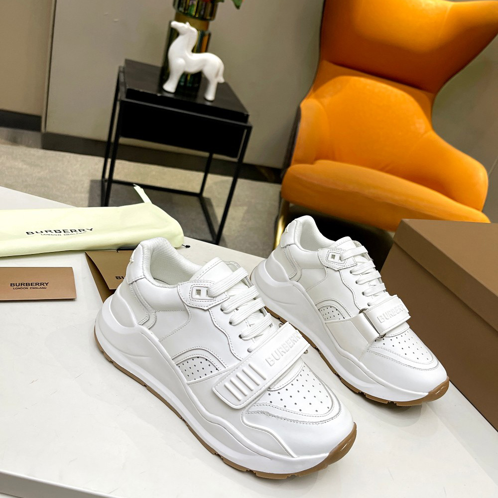 Burberry Vintage Suede And Leather Sneakers - FashionPlug