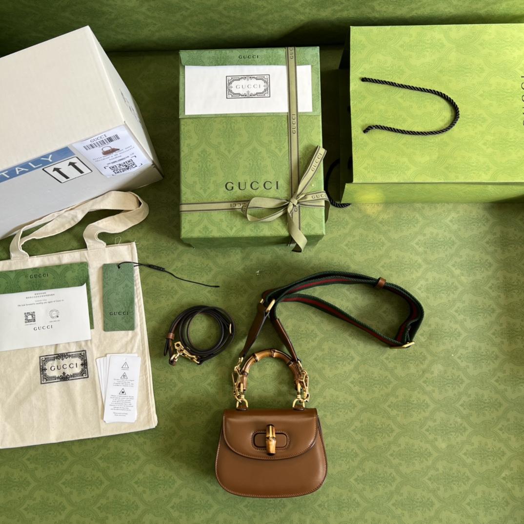 Gucci Bamboo 1947 Mini Top Handle Bag(17-12-7.5cm) - FashionPlug