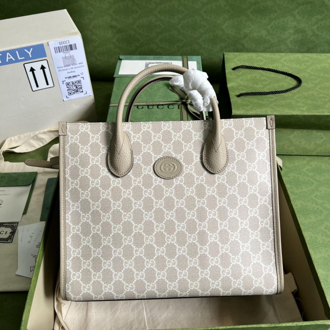 Gucci Small Tote Bag With Interlocking G(31-26.5-14cm) - FashionPlug