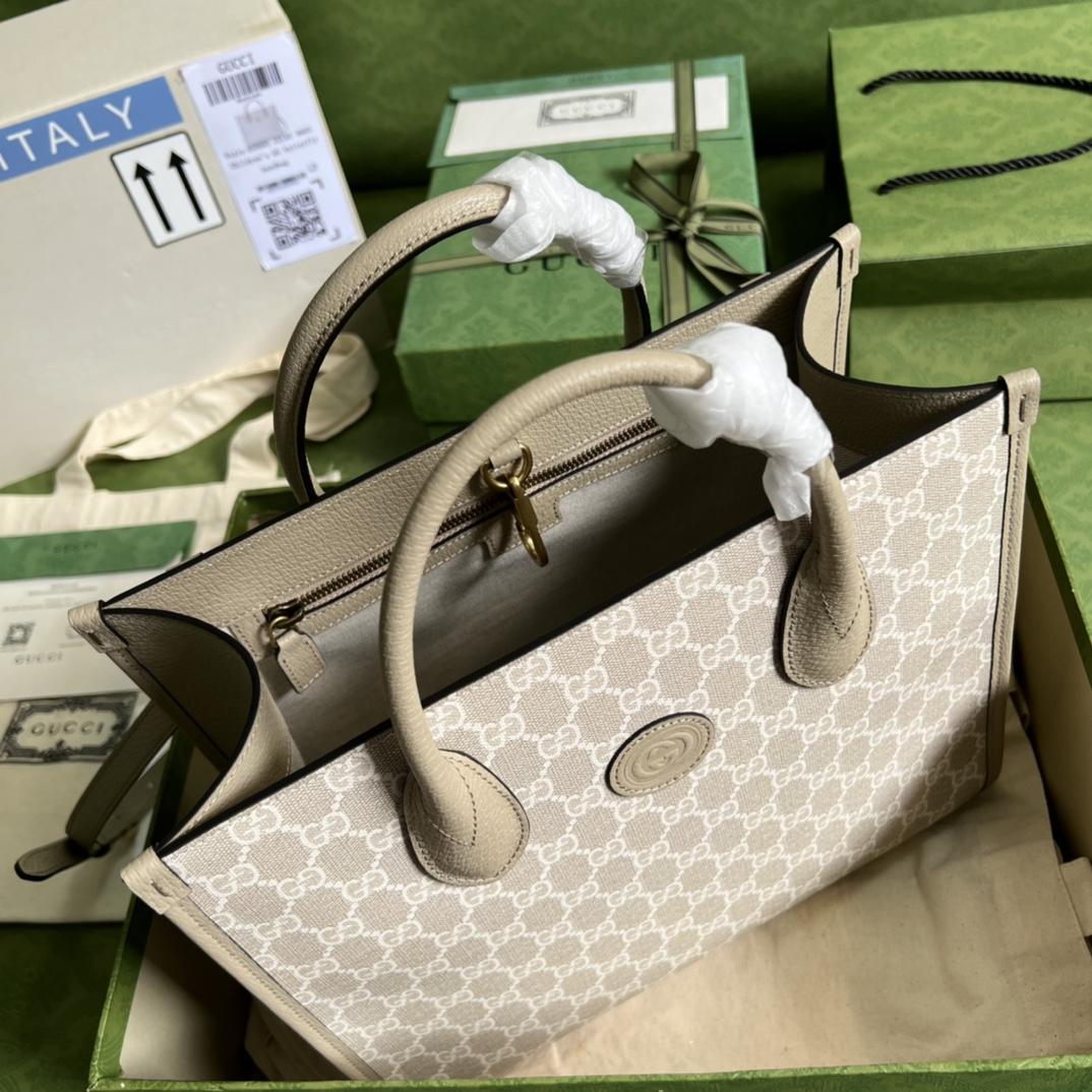 Gucci Small Tote Bag With Interlocking G(31-26.5-14cm) - FashionPlug