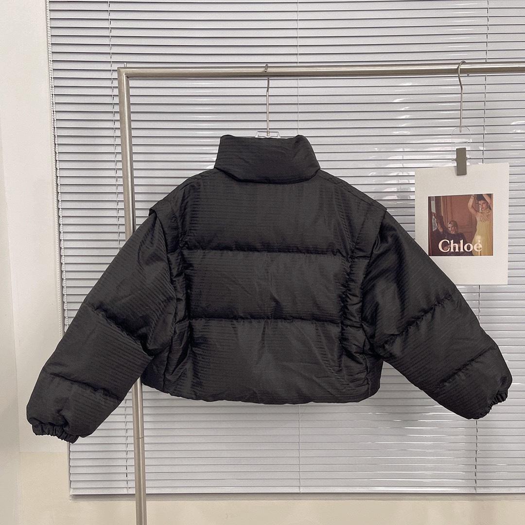 Prada Re-Nylon Cropped Hooded Down Jacket - FashionPlug