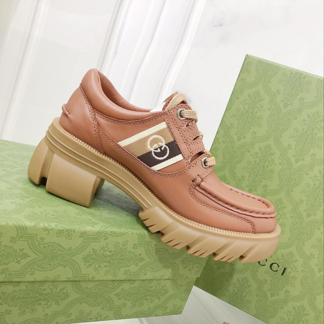 Gucci Women's Lace- Up Loafer  - FashionPlug