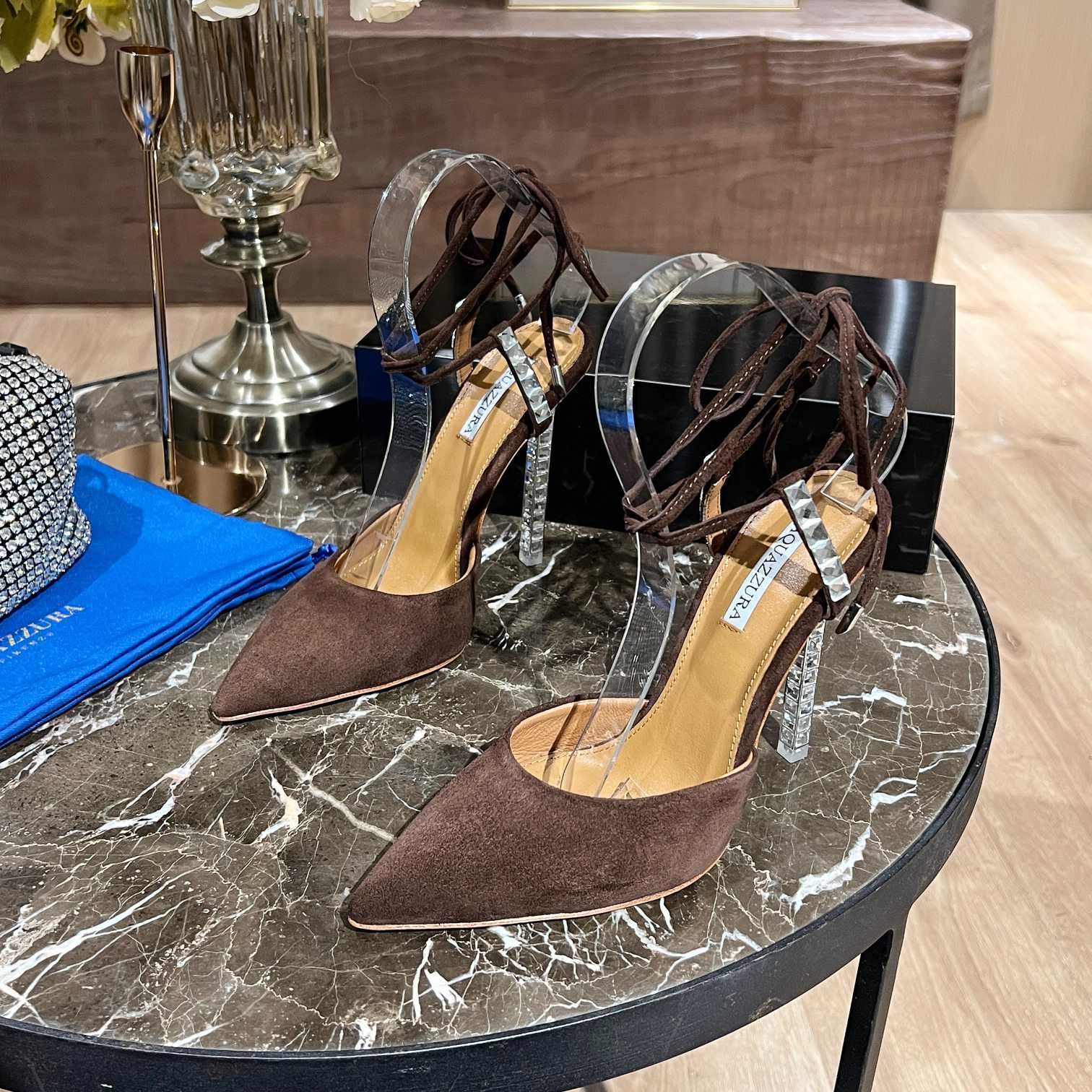 Aquazzura Rock Chic 105 Suede Pumps - FashionPlug